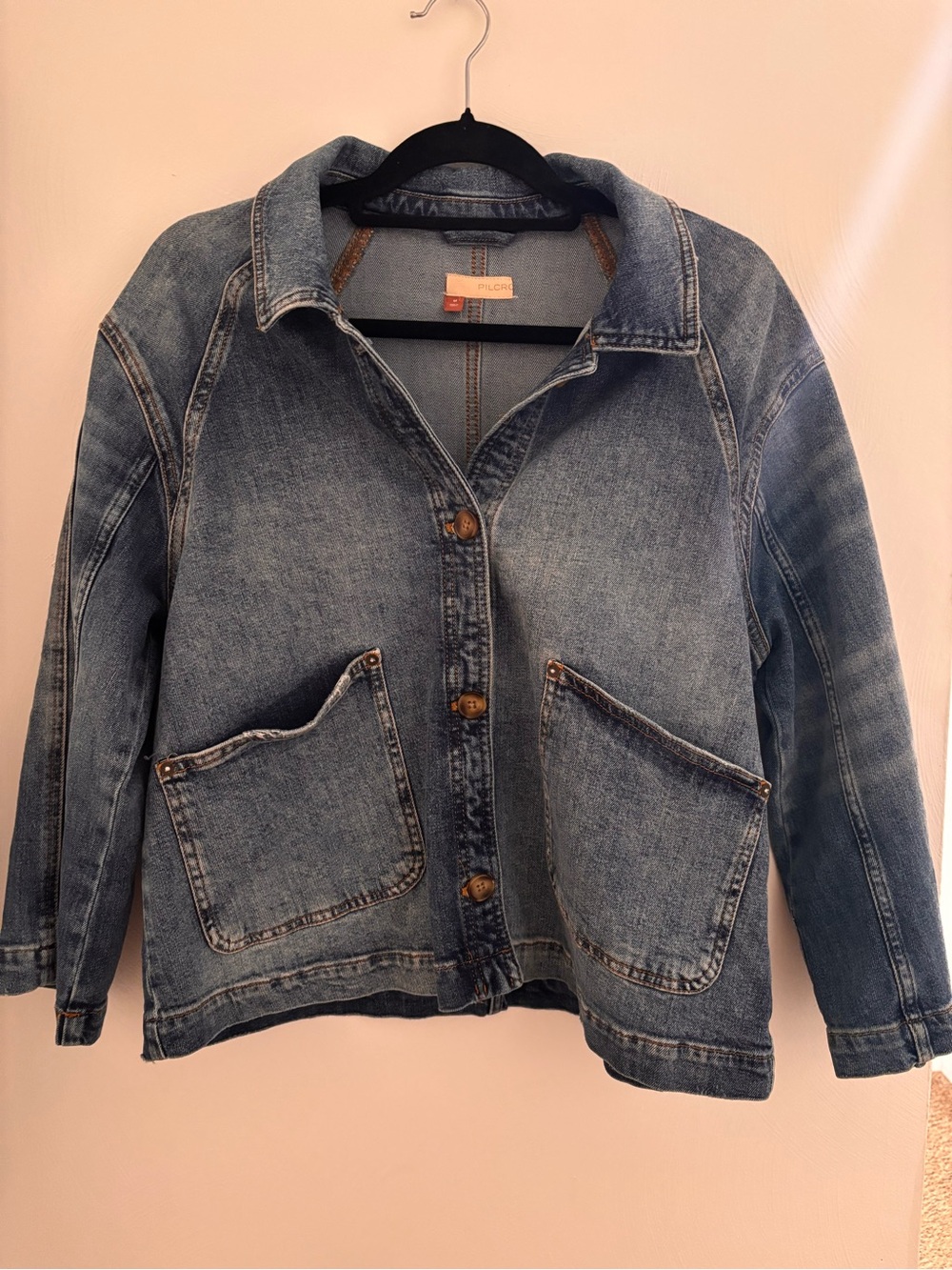 Anthropologie Denim Button-Front Jacket - Blue